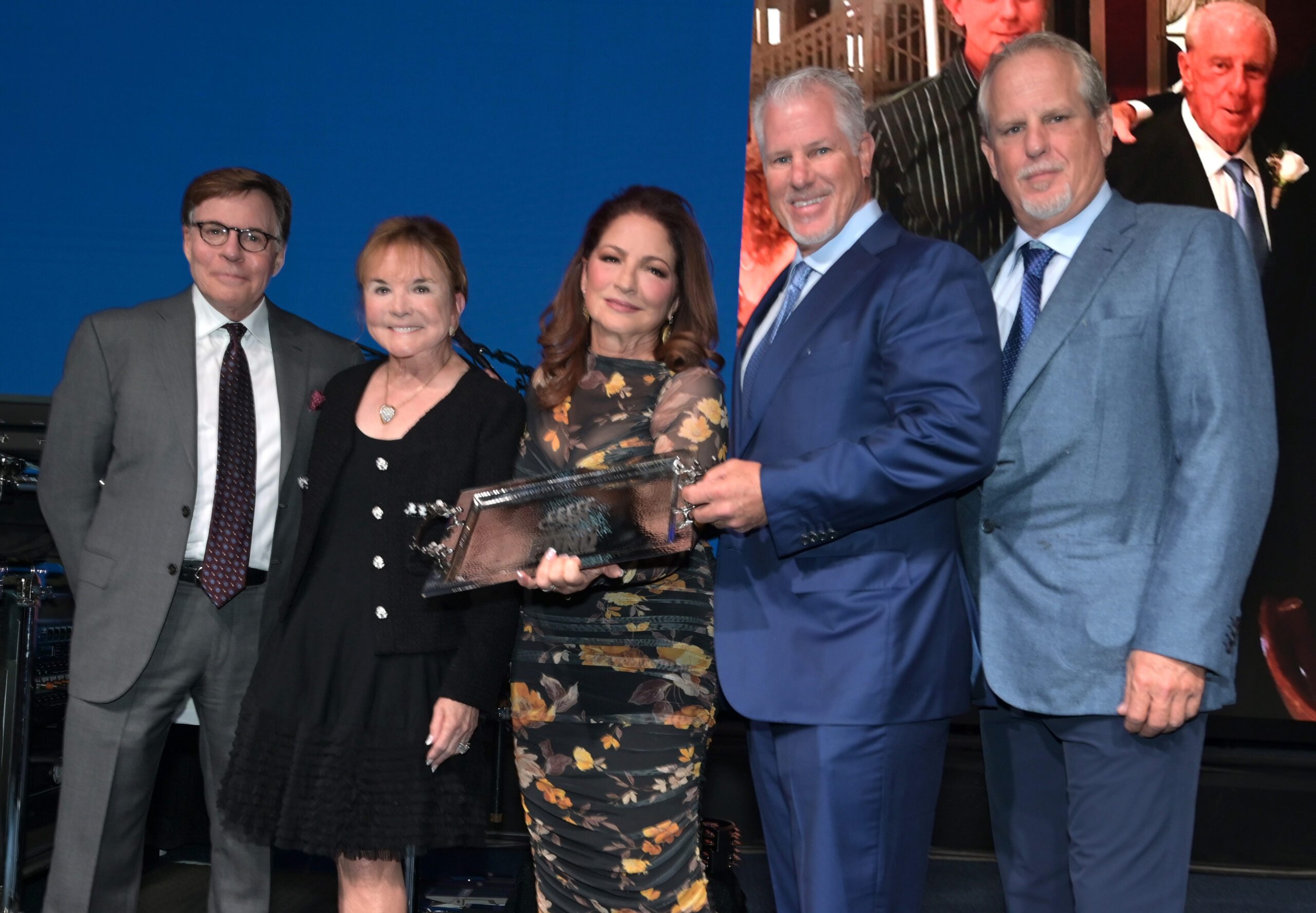 Bob Costas, Swanee DiMare, Gloria Estefan, Tony DiMare and Scott DiMare