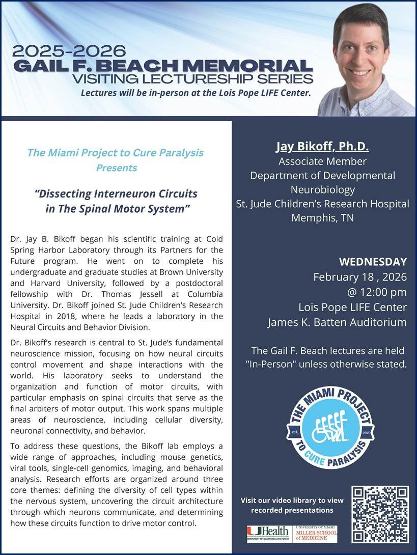 Dissecting Interneuron Circuits jin the Spinal Motor System: Jay Bikoff, Ph.D.