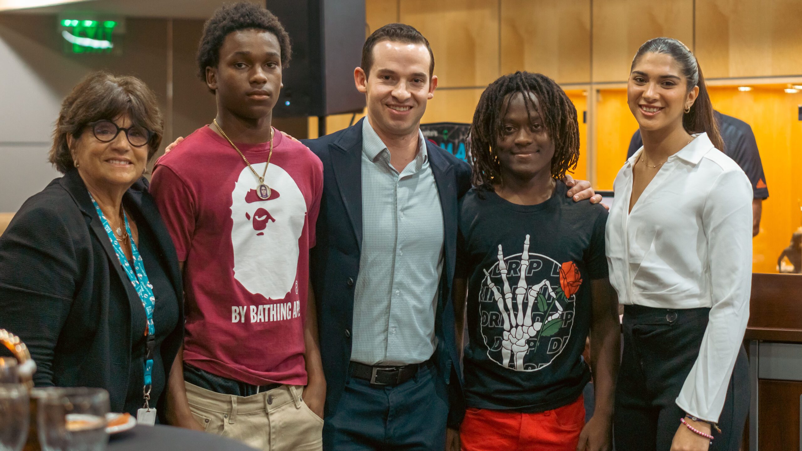 Dr Gillian Hotz, Joshua Williams, David Goldstein, Caleb Williams and Isabella Gomez