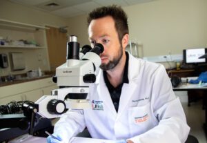 Dr. Ganzer in his lab