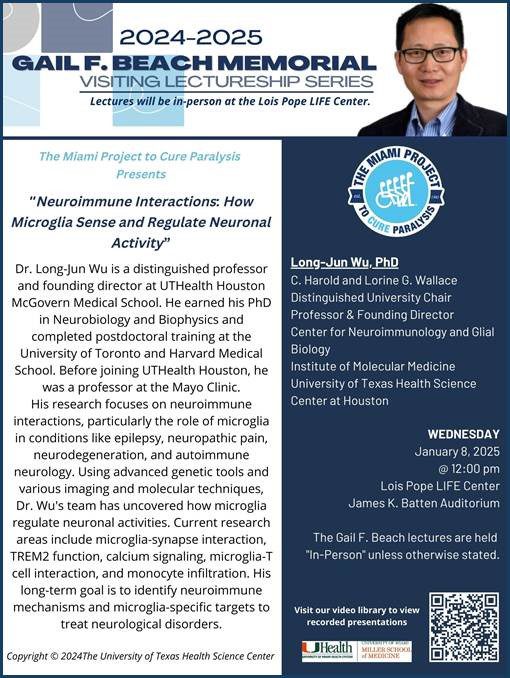 Neuroimmune Interactions: How Microglia Sense and Regulate Neuronal Activity: Long-Jun Wu, Ph.D.